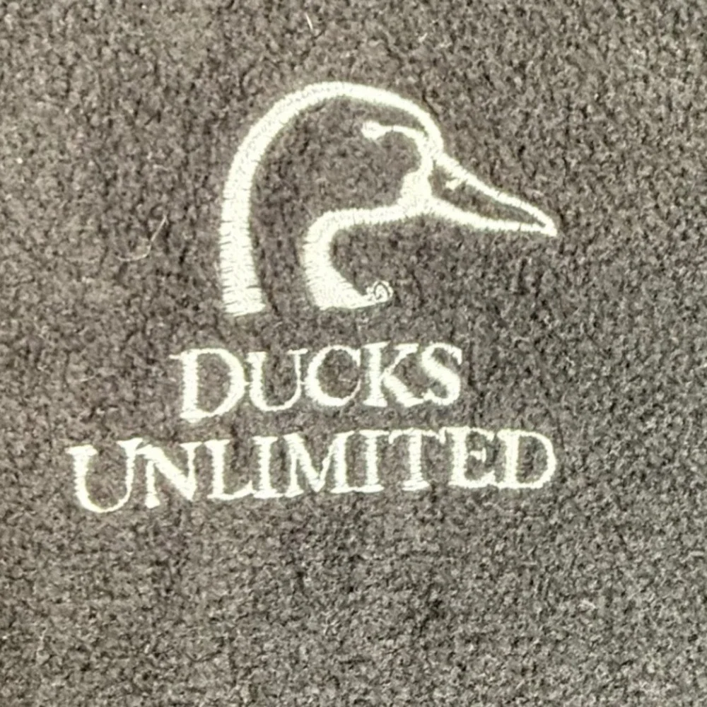 Ducks Unlimited Mens 2XL Black Fleece‎ Full Zip Vest Outdoor Hunting Logo Gilet
